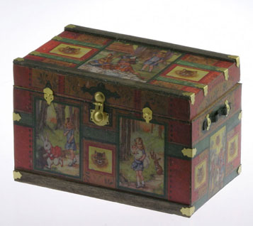 Dollhouse Miniature Lithograph Wooden Trunk Kit, Wonderland